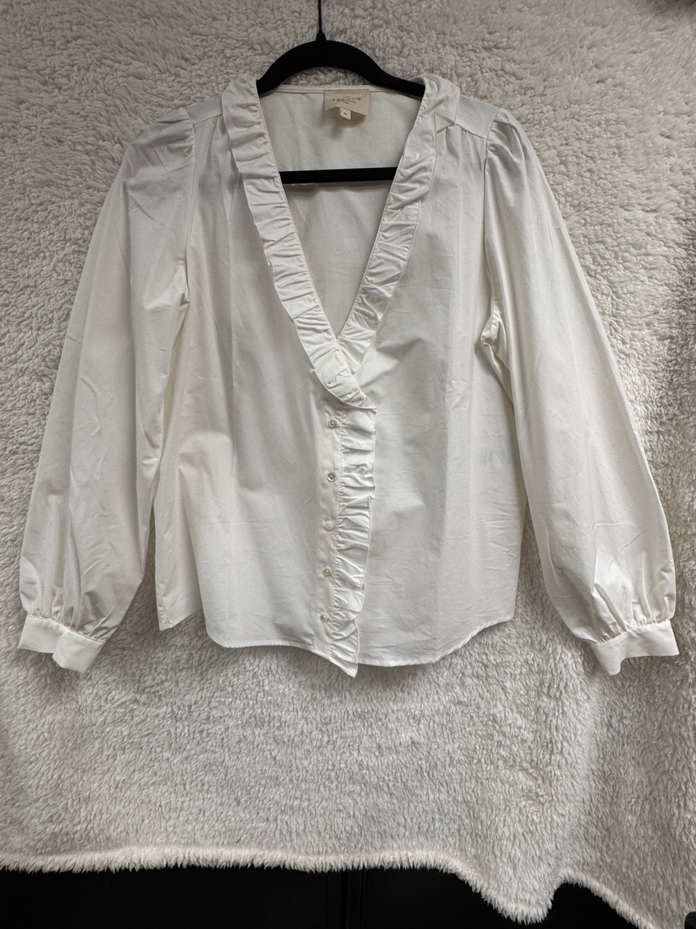Sezane Rosine Shirt Ecru Poplin - Size 4 - Picture 2 of 3